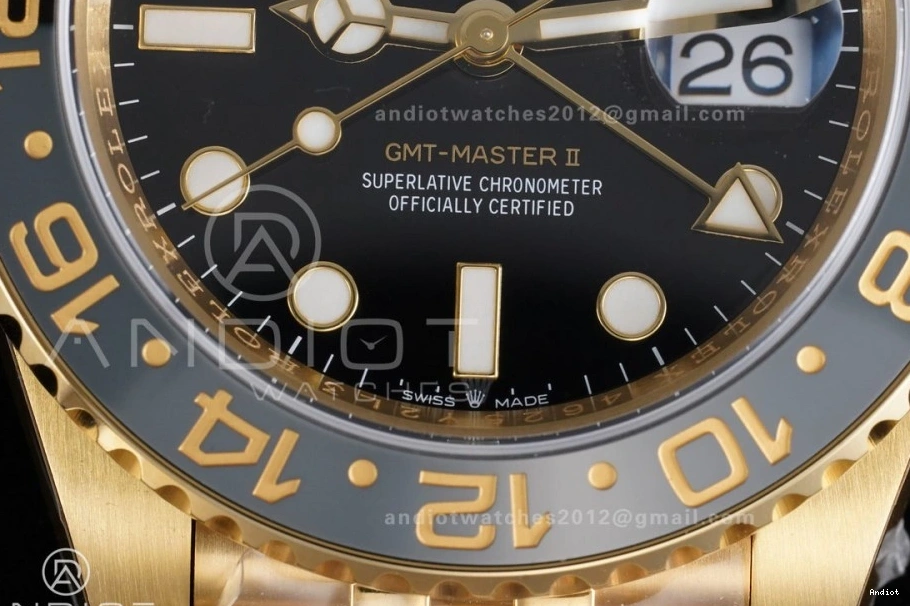 GRNR GMT Edition SH3285 Dial YG Master 126718 Bracelet New ARF on Jubilee Black II V2 Best 1204